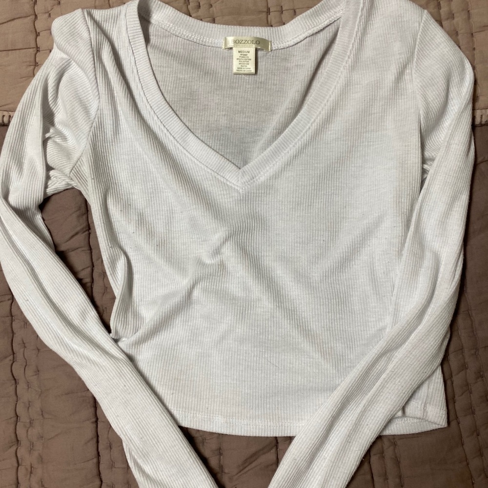 Long sleeve white crop top